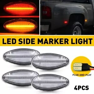 4X クリア LED サイド マーカー ライト 1999-2014 GMC シエラ 2500HD 3500HD デュアルベッド用 4X Clear LED Side Marker Light For 1999-2014 GMC Sierra 2500HD 3500HD Dually Bed 【並行輸入品】