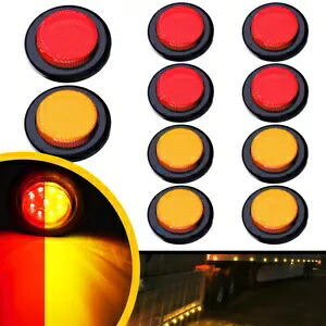 10x/ロット ピックアップ マーカー サイド ラウンド ライト LED ライト弾丸トラック トレーラー アンバー レッド 10x/Lot Pickup Marker Side Round lights LED Light Bullet Truck Trailer Amber Red 【並行輸入品】