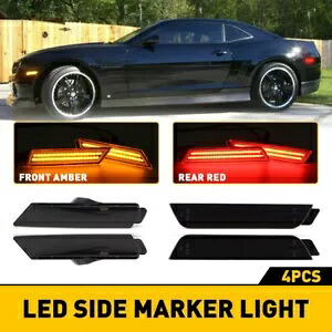 シボレー 2010-2015 カマロバンパー LED サイドスモークマーカーライトフロントリアランプ For Chevy 2010-2015 Camaro Bumper LED Side Smoked Marker Lights Front Rear Lamps 【並行輸入品】