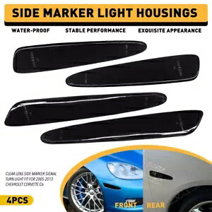2005-2013 シボレー コルベット C6 スモークサイドフロント&リアマーカーライトケース 4X For 2005-2013 Chevrolet Corvette C6 Smoked Side Front&Rear Marker Light case 4X 【並行輸入品】