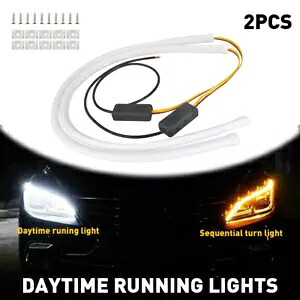 2x 60cm LED スイッチバック DRL チューブ ライト ストリップ アンバー シーケンシャル フロー ターン シグナル US 2x 60cm LED Switchback DRL Tube Light Strip Amber Sequential Flow Turn Signal US 【並行輸入品】
