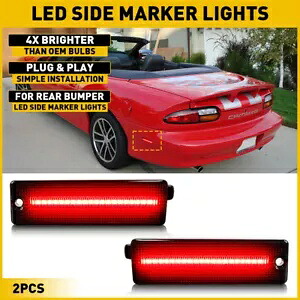 2x スモークレンズレッド LED リアバンパーサイドマーカーライト 1993-2002 シボレーカマロ用 2x Smoked Lens Red LED Rear Bumper Side Marker Lights For 1993-2002 Chevy Camaro 【並行輸入品】