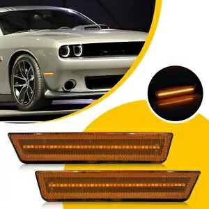 2X アンバーレンズ LED サイドマーカーライト フェンダーランプ 2008-2014 ダッジ チャレンジャー用 2X Amber Lens LED Side Marker Light Fender Lamp for 2008-2014 Dodge Challenger 【並行輸入品】