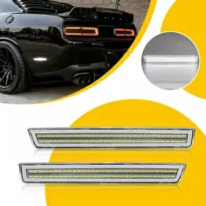 2015 16-2022 ダッジ チャレンジャー スモークレンズ LED リアバンパーサイドマーカーライト用 For 2015 16-2022 Dodge Challenger Smoked Lens LED Rear Bumper Side Marker Lights 【並行輸入品】