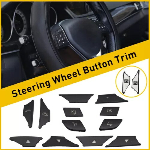 メルセデス E C GLA GLE CLA ブラック 2012+ ステアリングホイールボタンカバートリム用 For Mercedes E C GLA GLE CLA Black 2012+ Steering Wheel Button Cover Trim 【並行輸入品】