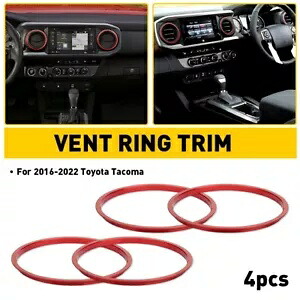 4x レッド インテリア A/C ベント アウトレット リング トリム カバー トヨタ タコマ 2016-2022 に適合 4x Red Interior A/C Vent Outlet Ring Trim Cover Fits For Toyota Tacoma 2016-2022 【並行輸入品】