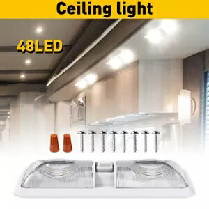 RV LED 12v 天井器具ダブルドームライトキャンピングカートレーラー RV マリンフロスト用 RV LED 12v CEILING FIXTURE DOUBLE DOME LIGHT For CAMPER TRAILER RV MARINE Frost 【並行輸入品】
