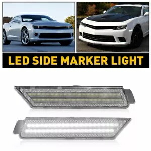2White LED フロントバンパーマーカーサイドライトクリアレンズ 10-15 シボレーカマロ用 2White LED Front Bumper Marker Side Light CLear Lens For 10-15 Chevrolet Camaro 【並行輸入品】