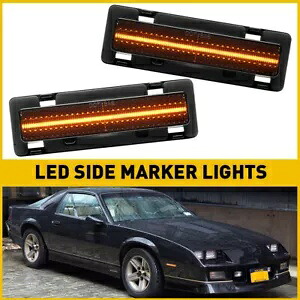 スモークレンズ アンバー フルストリップ LED フロントサイドマーカーライト 82-92 シボレーカマロ用 Smoked Lens Amber Full Strip LED Front Side Marker Lights For 82-92 Chevy Camaro 【並行輸入品】 34,320円
