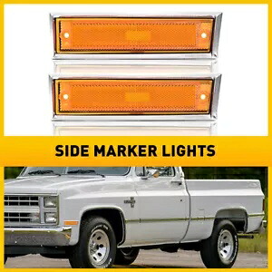 サイド マーカー ライト クローム ベゼル ペア セット ブレザー シボレー GMC ジミー C/K R ピックアップ用 Side Marker Lights Chrome Bezel Pair Set For Blazer Chevy GMC Jimmy C/K R Pickup 【並行輸入品】