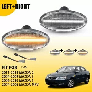 車のクリア LED サイド マーカー ライト 2 カスタム マツダ 3 2004-2009 GJ6A51120C Car Clear LED Side Marker Light TWO Custom for Mazda 3 2004-2009 GJ6A51120C 【並行輸入品】