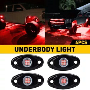 4ポッド赤色LEDロックアンダーグローライトアンダーボディライトジープオフロードトラックUTV用 4Pods Red LED Rock Underglow Lights Underbody Lights For Jeep Off-Road Truck UTV 【並行輸入品】