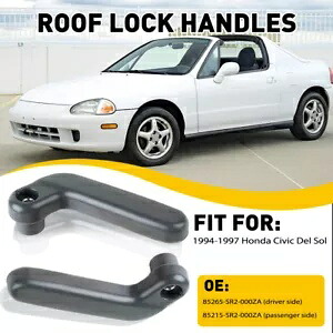 1993-1997 ホンダ デルソル ブラック ドライバー 助手席 ルーフトップ ロック ハンドル For 1993-1997 Honda Del-Sol Black Driver Passenger Roof Top Lock Handles 【並行輸入品】