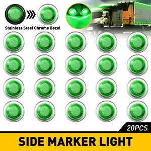 20X サイド LED マーカー ポジション ライト アウトライン リア トレーラー トラック トラック バン グリーン 20X Side Led Marker Position Lights Outline Rear Trailer Truck Lorry Vans Green 【並行輸入品】