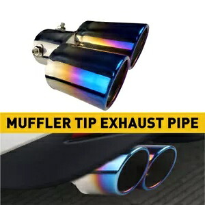 1x リアカーデュアルパイプエキゾーストマフラーテールチップオートアクセサリーブルー B 1x Rear Car Dual Pipe Exhaust Muffler Tail Tip Auto Accessories Blue B 【並行輸入品】
