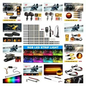 12V オートバイ LED ショック フロント ストロボ ストリップ ライト 点滅ターンシグナル アンバー/RGB 12V Motorcycle LED Shock Front Strobe Strip Light BLinking Turn Signal Amber/RGB 【並行輸入品】