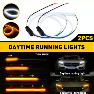 2x DRL LED ライト シーケンシャル アンバー/ホワイト フレキシブル ターン シグナル ストリップ ヘッドライト US 2x DRL LED Lights Sequential Amber/White Flexible Turn Signal Strip Headlight US 【並行輸入品】 35,035円