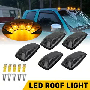 5x キャブ マーカー トップ ルーフ クリアランス ライト レンズ + スモーク 5 ベース + 5x LED シボレー GMC 用 5x Cab Marker Top Roof Clearance Light Lens+ Smoke 5 Base + 5x LED for Chevy GMC 【並行輸入品】