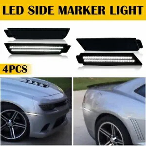 スモークレンズリア/フロント LED ホワイト/レッドバンパーサイドライトマーカーシボレーカマロ用 Smoked Lens Rear/Front LED White/Red Bumper Side Lights Marker For Chevy Camaro 【並行輸入品】