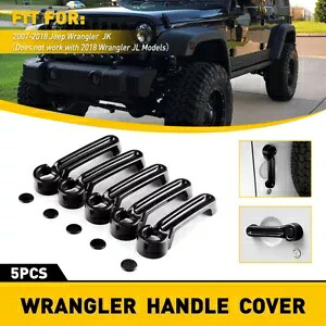 4x ブラック ドア グラブ ハンドル トリム カバー ジープラングラー JK2007-2017 4 ドア用 新品 4x Black Door Grab Handle Trim Covers for Jeep Wrangler JK2007-2017 4 Door New 【並行輸入品】