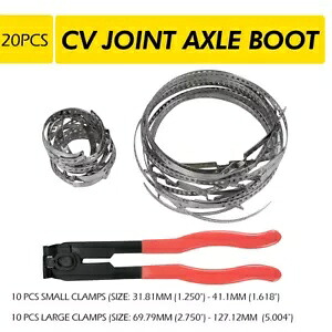 ユニバーサル調整可能なアクスル CV ジョイント圧着ブーツクランプ、クランププライヤーツール付き 20X Universal Adjustable Axle CV Joint Crimp Boot Clamps W/ Clamp Pliers Tool 20X 【並行輸入品】
