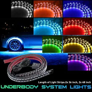 RGB 48 インチ カー ストリップ LED チューブ アンダーグロー システム アンダーボディ ネオン ライト キット ワイヤレス RGB 48Inch Car Strip LED Tube Underglow System Underbody Neon Light Kit Wireless 【並行輸入品】