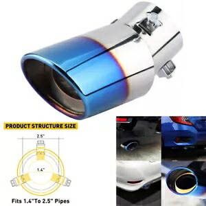 車デュアルブルーエキゾーストテールパイプパイプステンレススチールテールマフラーチップスロート2.5インチ Car Dual Blue Exhaust Tailpipe Pipe Stainless Steel Tail Muffler Tip Throat 2.5\\\