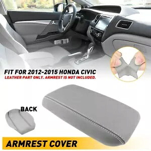 2012-15 ホンダ シビック マイクロファイバー レザー センターリッド コンソール アームレスト カバー グレー For 2012-15 Honda Civic Microfiber Leather Center Lid Console Armrest Cover Gray 【並行輸入品】