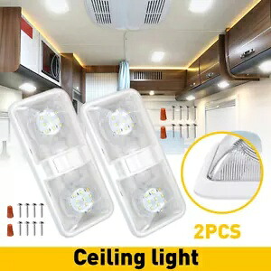 2 個 12V 天井器具ダブルドーム 48 LED ライトキャンピングカートレーラー RV マリン用 2PCS 12V Ceiling Fixture Double Dome 48 LED Lights For Camper Trailer RV Marine 【並行輸入品】
