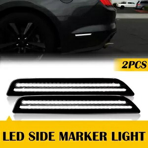 2x サイド LED マーカー ライト 10 11 12 13 14 フォード マスタング ベース スモーク ホワイト リア用 2x Side LED Marker For Lights 10 11 12 13 14 Ford Mustang Base Smoked White Rear 【並行輸入品】
