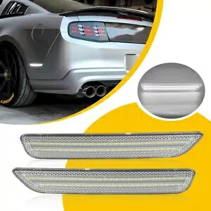 マスタング 2015-up クリアレンズホワイト LED リアマーカーサイドランプリフレクターライト For Mustang 2015-up Clear Lens White LED Rear Marker Side Lamps Reflector Lights 【並行輸入品】