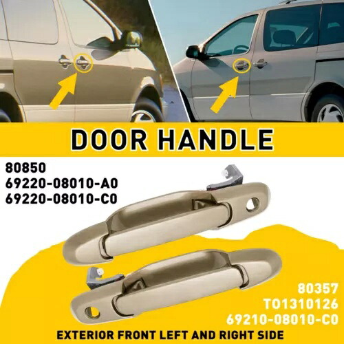 フロント左右サイド外装ドアハンドル ベージュ 1998-2003 トヨタ シエナ用 Front Left Right Side Exterior Door Handle Beige For 1998-2003 Toyota Sienna 【並行輸入品】 35,035円