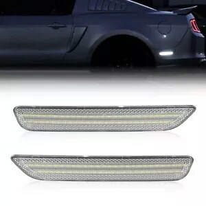 2015-2022 フォード マスタング プレミアム クリアレンズ LED リアバンパーサイドマーカーライト用 For 2015-2022 Ford Mustang Premium Clear Lens LED Rear Bumper Side Marker Lights 【並行輸入品】