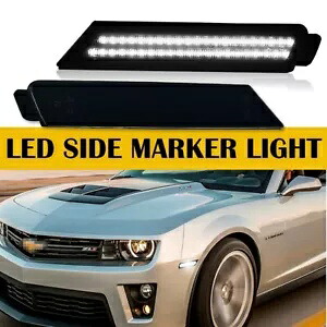 2 個スモークホワイト LED バンパーフロントサイドマーカーライトランプシボレーカマロ 10-15 2PCS Smoked White LED Bumper Front Side Marker Light Lamp For Chevy Camaro 10-15 【並行輸入品】 35,035円