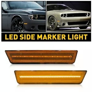 2PC LH RH フロント LED サイドマーカーターンシグナルライトダッジ 08-14 チャレンジャー用 2PC LH RH Front LED Side Marker Turn Signal Lights For Dodge 08-14 Challenger 【並行輸入品】