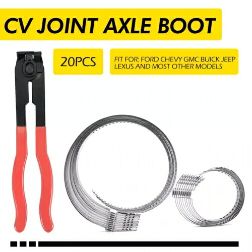 ユニバーサル調整可能なアクスル CV ジョイント ブーツ圧着クランプ、クランププライヤーツール付き 20X Universal Adjustable Axle CV Joint Boot Crimp Clamps W/ Clamp Pliers Tool 20X 【並行輸入品】