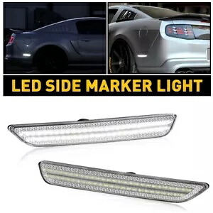 クリアレンズホワイト LED リアサイドマーカーリフレクターランプライト 2015 以降のマスタング用 Clear Lens White LED Rear Side Marker Reflector Lamps Lights For 2015-up Mustang 【並行輸入品】