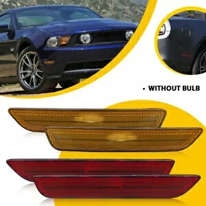 4 個フロントアンバー & リアレッドサイドマーカーライトカバー 2010-2014 フォードマスタング用 4PCS Front Amber & Rear Red Side Marker Lights Cover For 2010-2014 Ford Mustang 【並行輸入品】