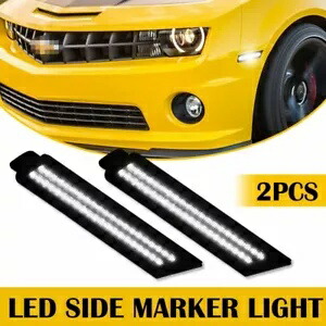 10-15 スモークカマロシボレーホワイト LED サイドフロントマーカーライトストリップランプ用 For 10-15 Smoked Camaro Chevrolet White LED Side Front Marker Lights Strip Lamps 【並行輸入品】