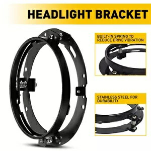 ブラック 7 インチ ラウンド ヘッドライト ランプ トリム リング マウント ブラケット ハーレーダビッドソン用 Black 7 Inch Round Headlight Lamp Trim Ring Mounting Bracket for Harley Davidson 【並行輸入品】
