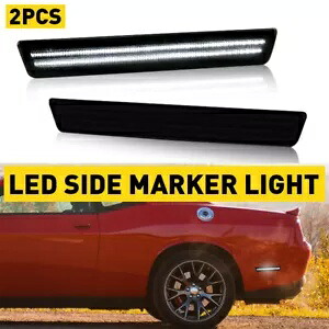 リアホワイト LED サイドマーカーライト 2015-2022 ダッジ チャレンジャー スモークレンズ X2 用 Rear White LED Side Marker Lights for 2015-2022 Dodge Challenger Smoked Lens X2 【並行輸入品】