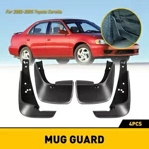 4 個マッドスプラッシュフラップガードフロントリアブラック 2002-2005 トヨタカローラ用 4PCS Mud Splash Flaps Guards Front Rear Black For 2002-2005 Toyota Corolla 【並行輸入品】