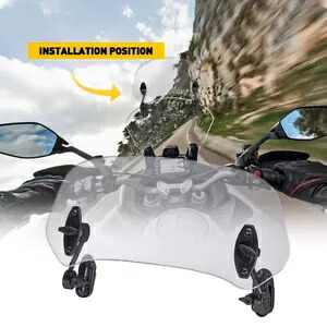 オートバイ調節可能なクリップオンフロントガラスエクステンションスポイラーウィンドクリアディフレクター Motorcycle Adjustable Clip On Windshield Extension Spoiler Wind Clear Deflector 【並行輸入品】
