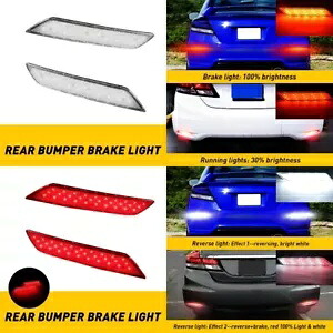ホンダホワイトシビックレッド/ホワイトバンパーリフレクターリアブレーキランプフラッシュストロボ付き For Honda White Civic Red/White Bumper Reflectors Rear Brake Lamp Flash w/Strobe 【並行輸入品】