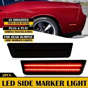 2x LED リアサイドライトマーカー 2011-2014 ダッジ チャージャー/チャレンジャー用 スモークレッド 2x LED Rear Side Light Marker For 2011-2014 Dodge Charger/Challenger Smoked Red 【並行輸入品】