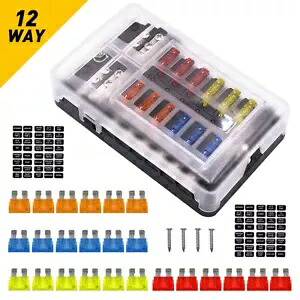 12 ウェイブレードブロックヒューズ 12V/32V ボックス LED インジケータホルダー自動マリン防水 12-Way Blade Block Fuse 12V/32V Box LED Indicator Holder Auto Marine Waterproof 【並行輸入品】
