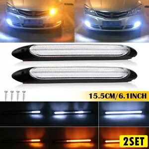 4x DRL LED デイタイムランニング シーケンシャル ターンシグナルランプ ヘッドライト ストリップ ライト 6 インチ 4x DRL LED Daytime Running Sequential Turn Signal Lamp Headlight Strip Lights 6\\\