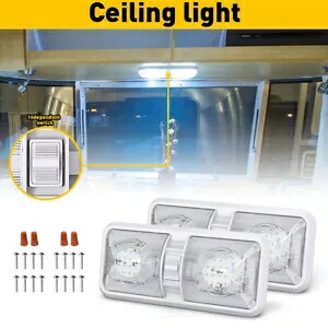 2x RV LED 12v 天井器具 ダブルドームライト キャンピングカー トレーラー RV マリン US用 2x RV LED 12v CEILING FIXTURE DOUBLE DOME LIGHT FOR CAMPER TRAILER RV MARINE US 【並行輸入品】