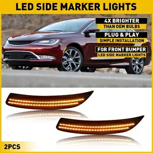 2015 2016 2017 200 クライスラー用スモークフロントバンパーサイドマーカー信号灯セット For 2015 2016 2017 200 Chrysler Smoked Front Bumper Side Marker Signal Light Set 【並行輸入品】