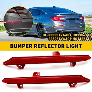 2x 2018-2022 ホンダ アコード レッド リアバンパー リフレクター サイド マーカー ライト カバー 2x For 2018-2022 Honda Accord Red Rear Bumper Reflector Side Marker Light Covers 【並行輸入品】